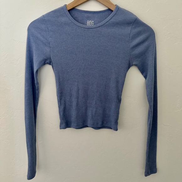 Blue Ribbed Long Sleeve Shirt - Picture 1 of 1